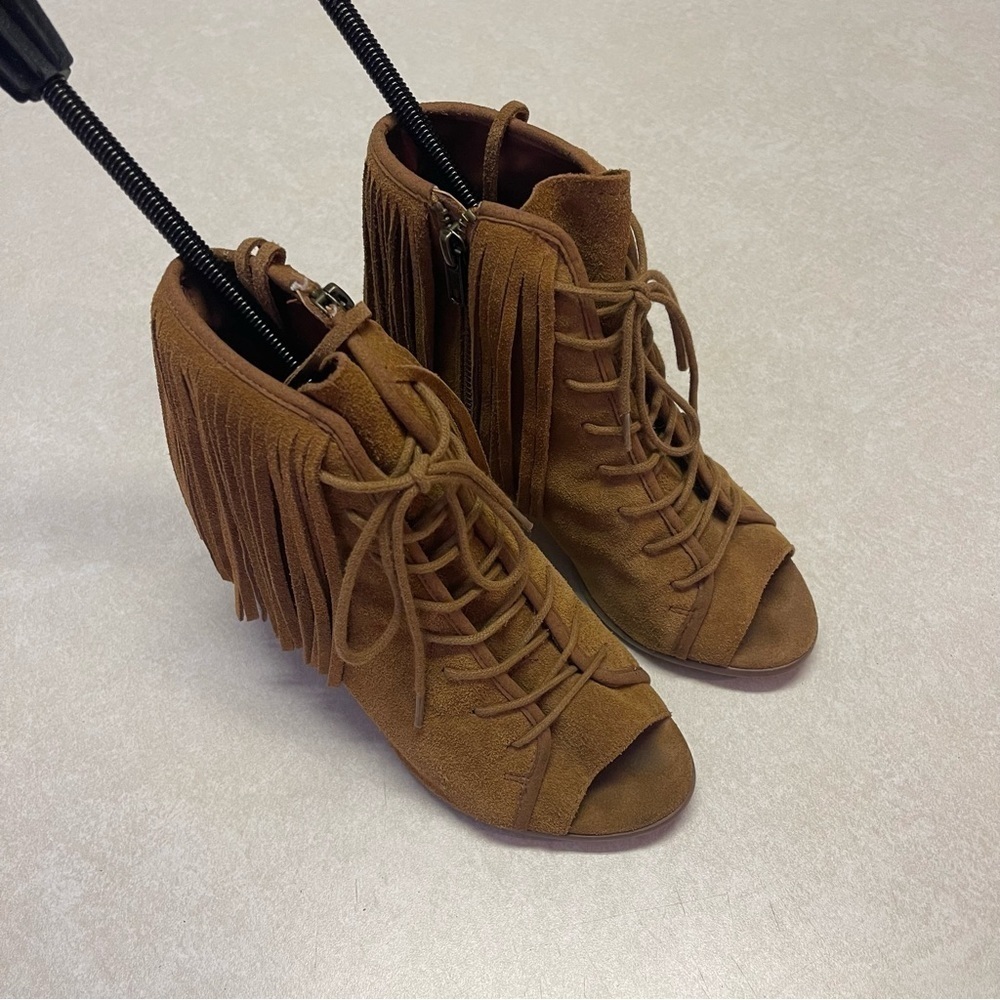 Steve Madden Fringe Ankle Boot Open Toe Fringe Bo… - image 2